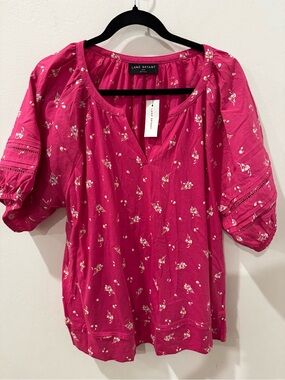 Lane Bryant Hot Pink Floral Scoop Neck Tunic